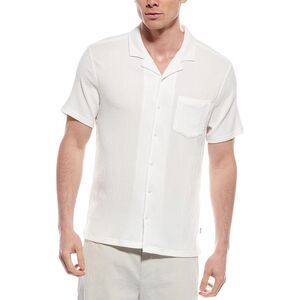 Endless Summer Mens Crinkle Camp Shirt, White